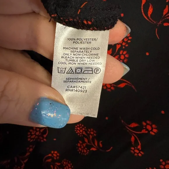 ANN TAYLOR LOFT Black Blouse w/ Red Floral Pattern   MEDIUM   #6 - Picture 8 of 9